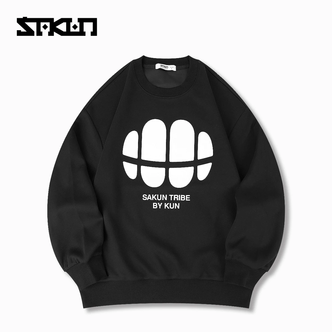 【欧若风】SAKUN潮牌立体发泡印花情侣圆领卫衣3133-1413149-JS