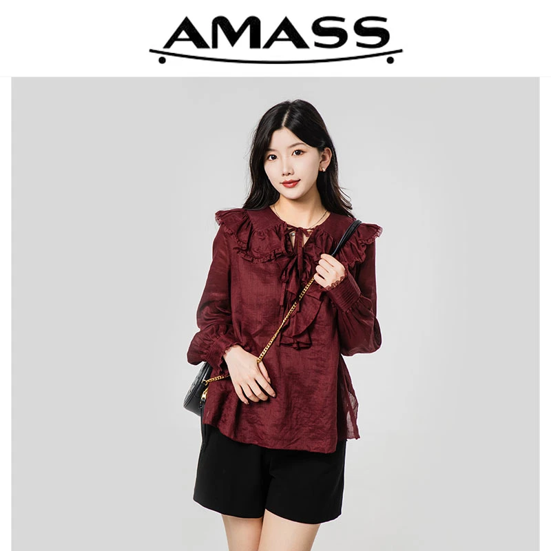 AMASS/阿玛施春秋复古显瘦法式设计感气质小众荷叶边衬衫5300951
