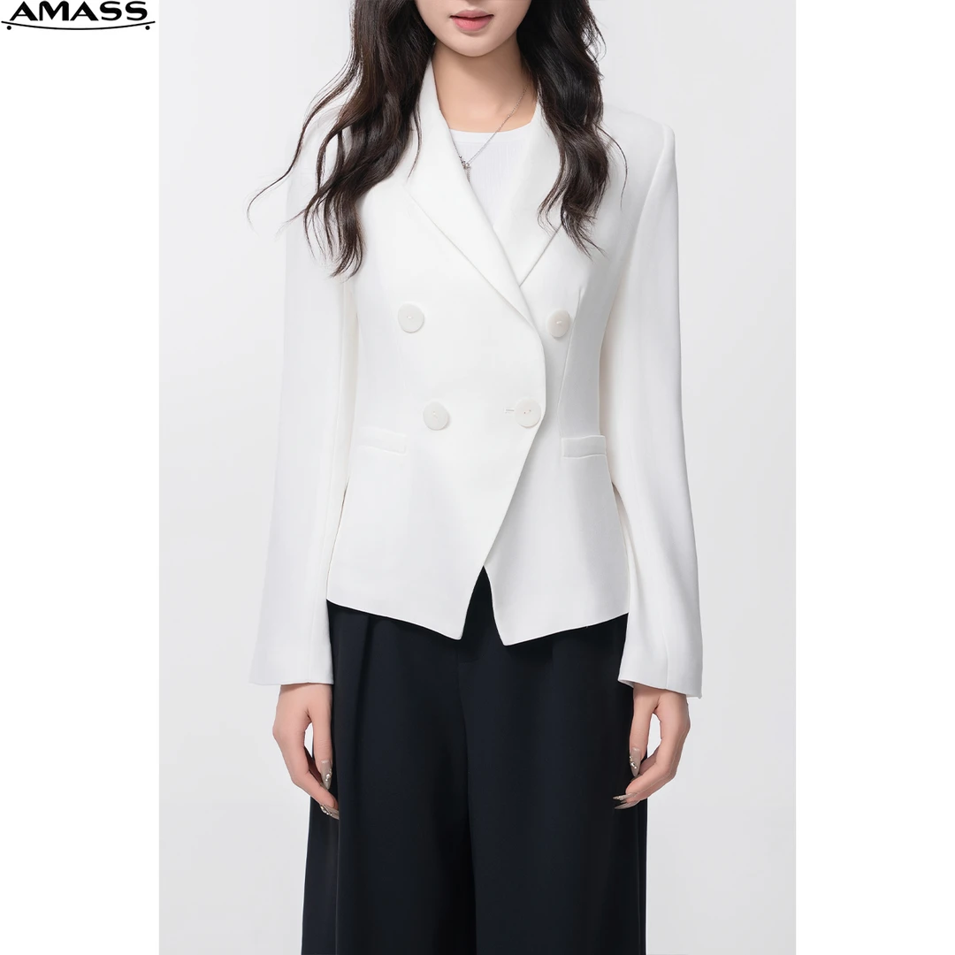 AMASS/阿玛施设计师商务休闲职业显瘦双排扣收腰西装外套 5400709