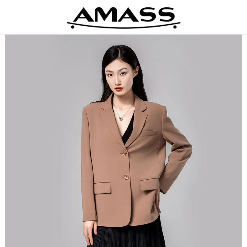 AMASS/阿玛施春夏新款雅丹风复古气质两粒扣西装长袖外套 5400204