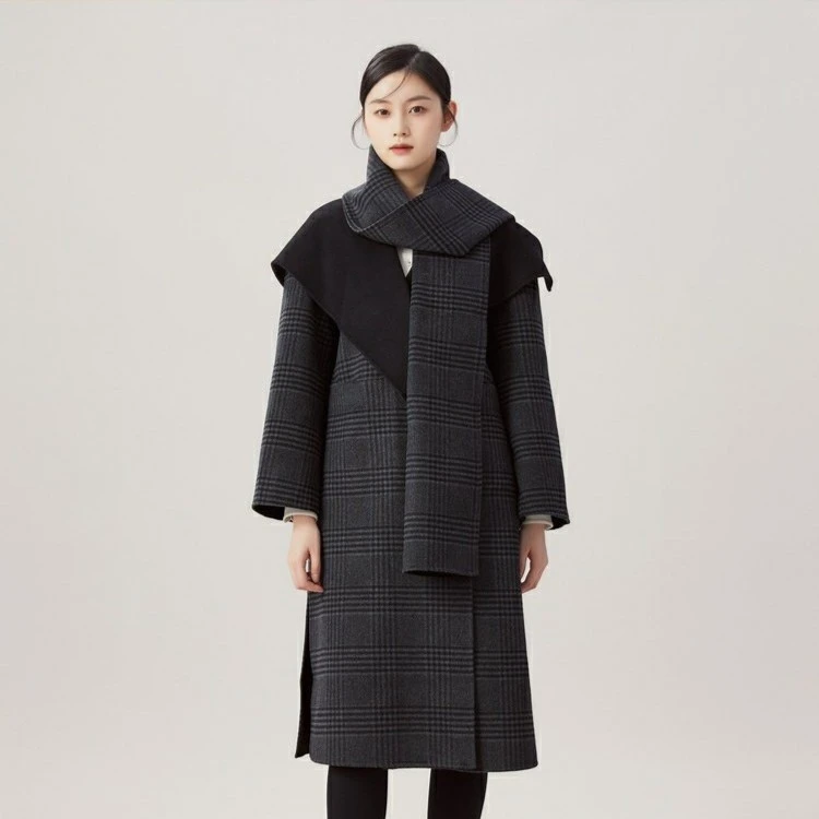 AMASS/阿玛施AMASS/阿玛施宽松大口袋双面尼大衣附围巾5400752