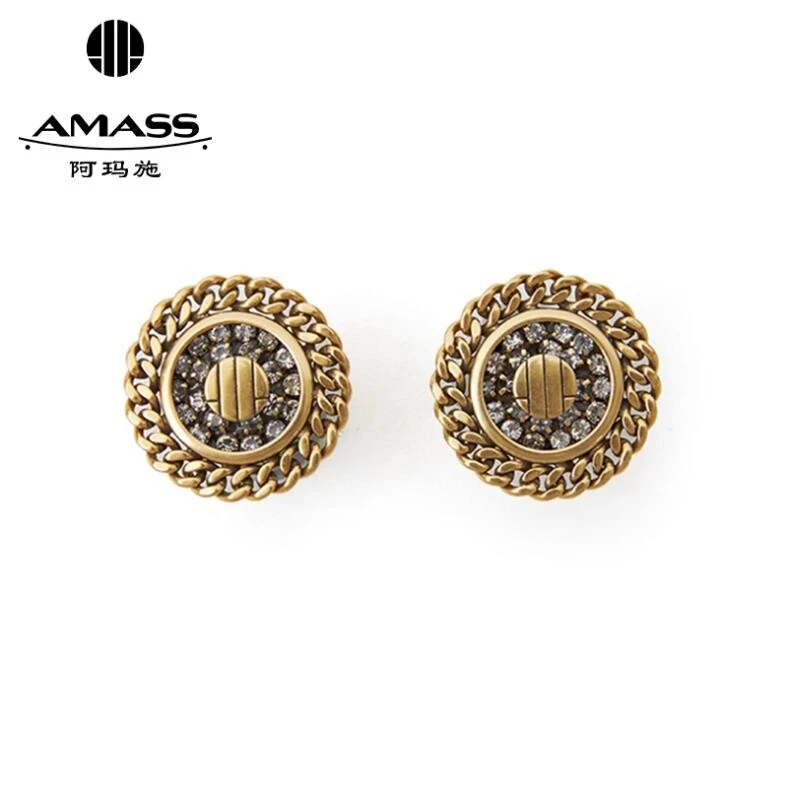 AMASS/阿玛施 铜合金仿水晶耳饰 时尚轻奢新款圆花形耳夹 5900463