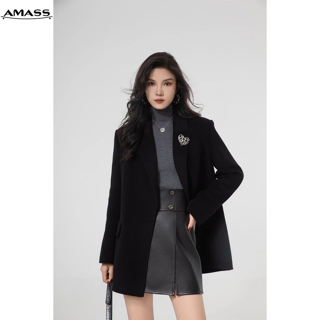 AMASS/阿玛施秋冬轻职场质感绵羊毛廓形双面呢西装外套女 5400674