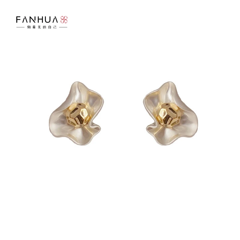 铜合金耳饰 1177时尚高级金属无蕊之花百搭气质耳钉