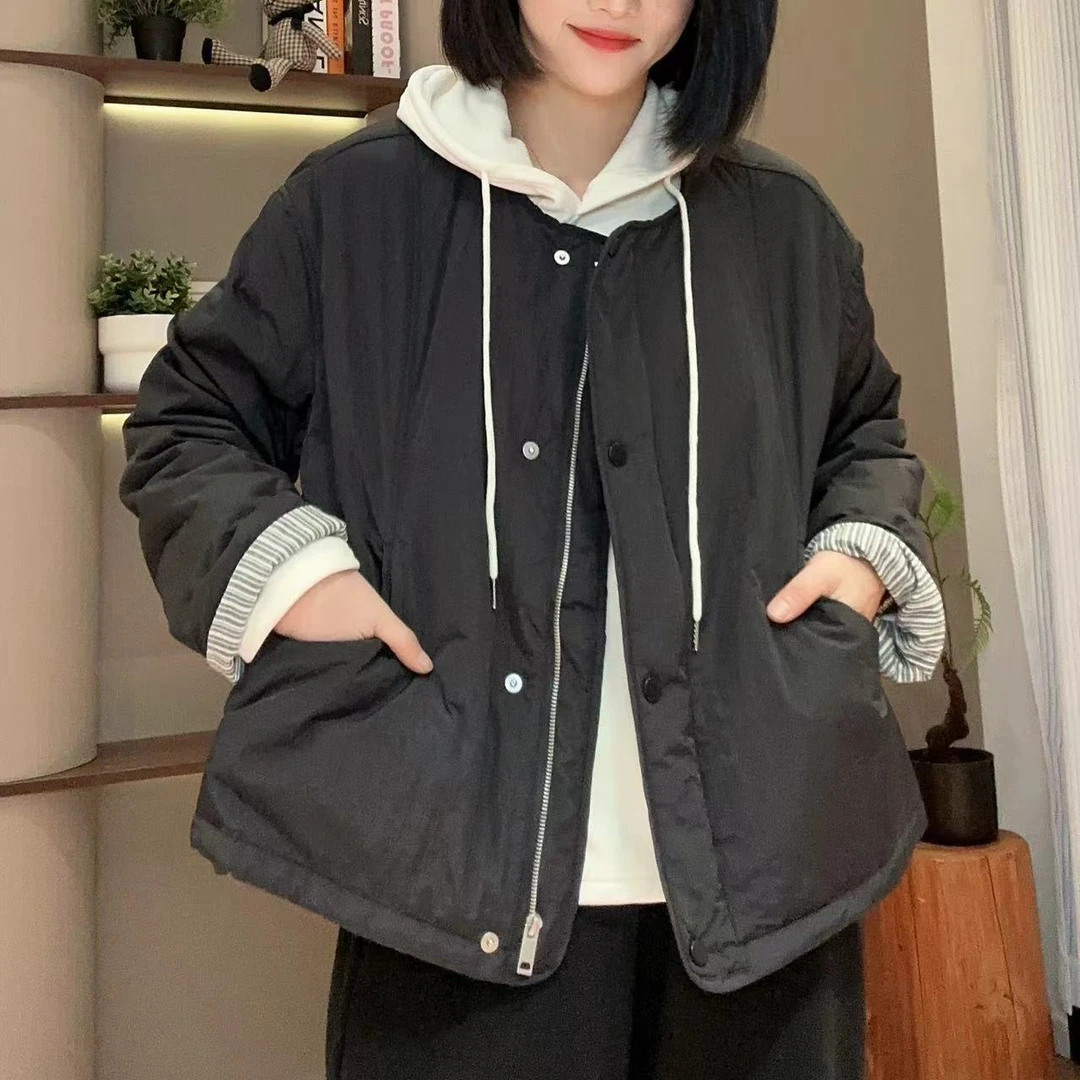 秋季双绗缝无领夹棉夹克外套4-9-21