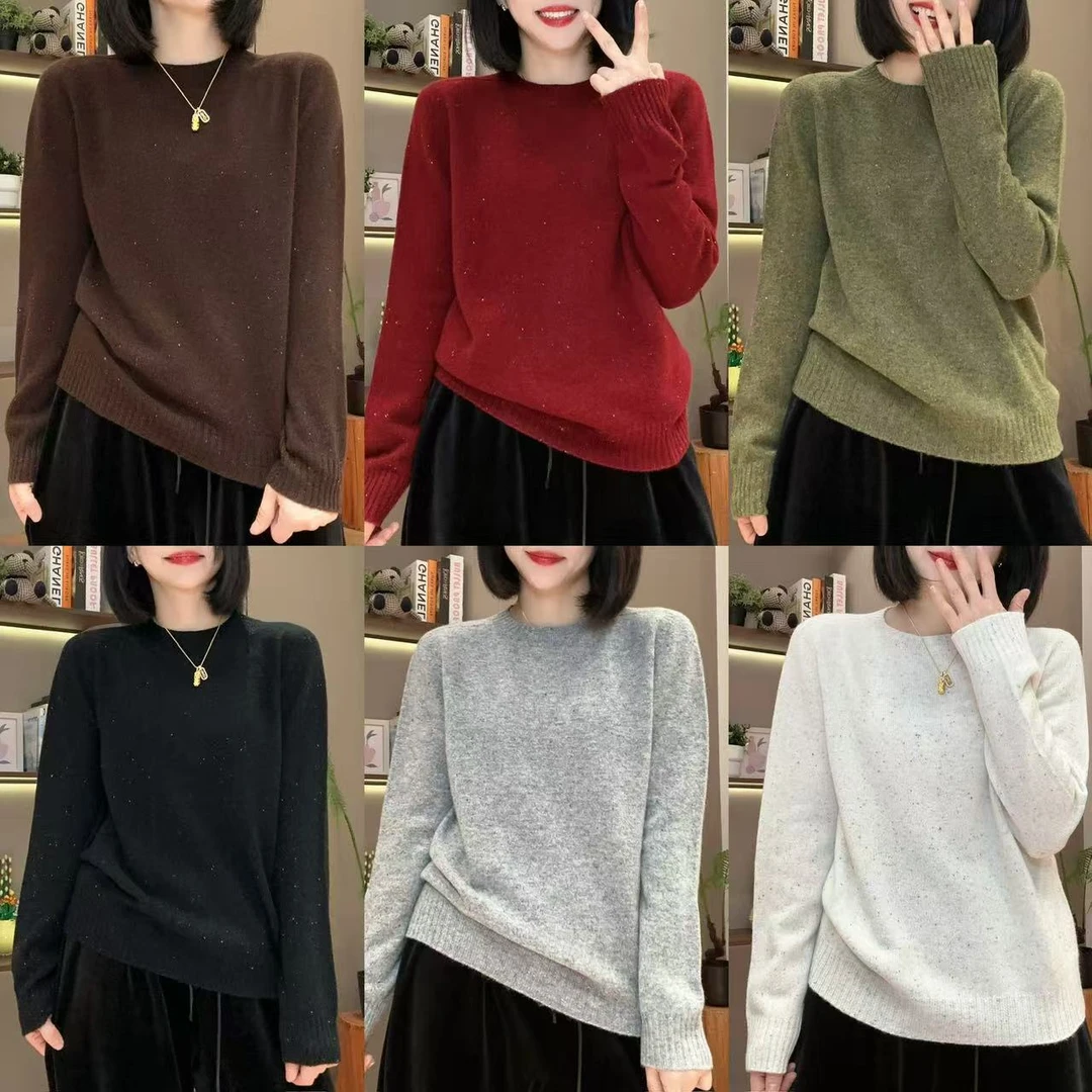 秋冬羊毛日记杂点圆领绵羊毛针织衫4-11-17