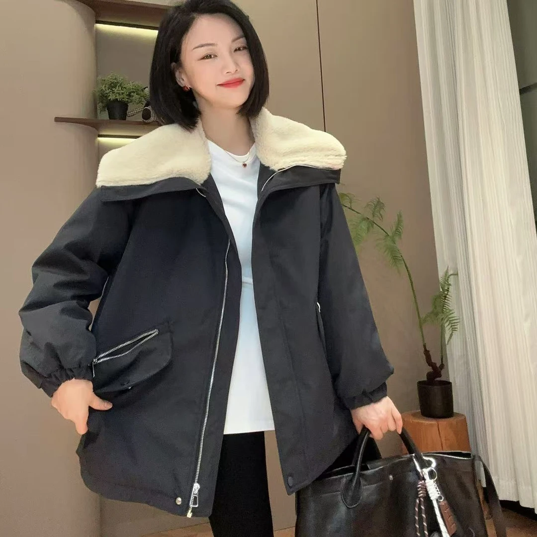 冬季城市假日大翻毛领夹克羽绒服4-11-30