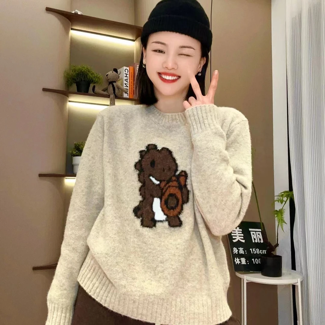 冬季小恐龙长袖针织衫圆领毛衣针织衫3-12-7