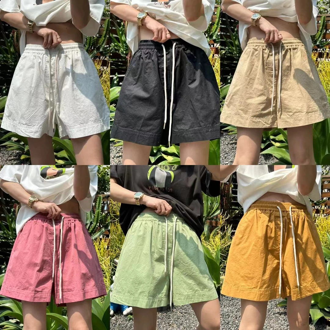 夏季糖果色彩松紧腰抽绳休闲短裤4-4-8