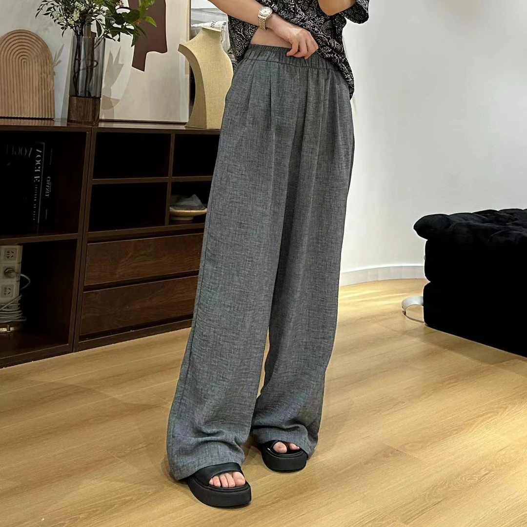 夏季棉麻山本裤松紧腰直筒裤休闲裤4-5-27