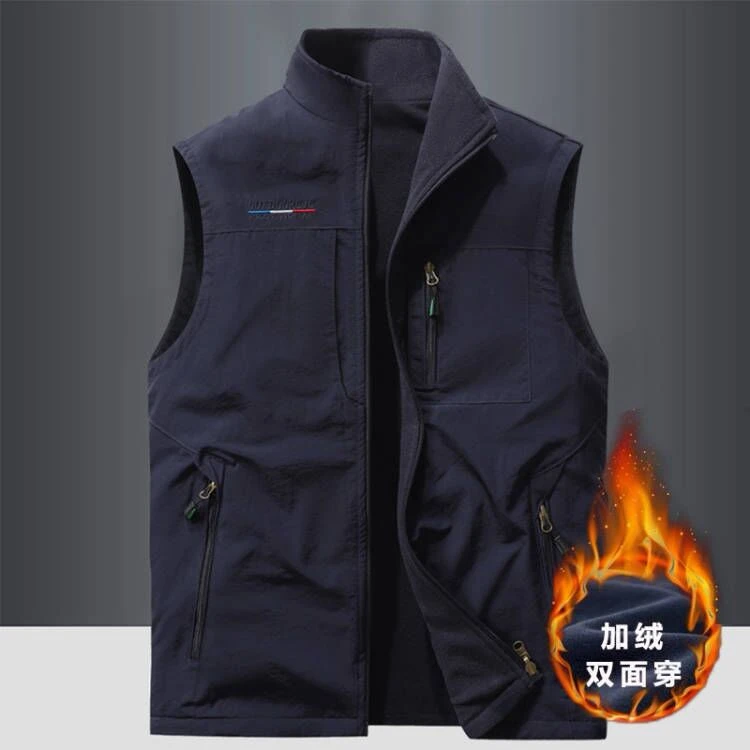2023秋冬坎肩男士马甲加绒加厚防风保暖户外运动休闲抓绒马夹背心