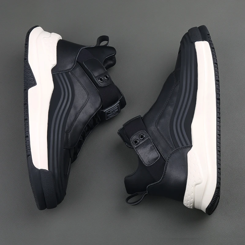 回力瑞男鞋秋冬季高帮休闲鞋男士户外工装鞋黑色皮靴防水厚底潮鞋