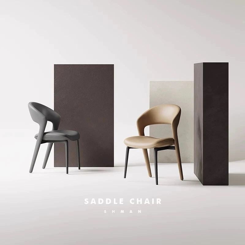 餐椅家用设计师轻奢高级感2024新款极简奶油风高端镂空形靠背椅子