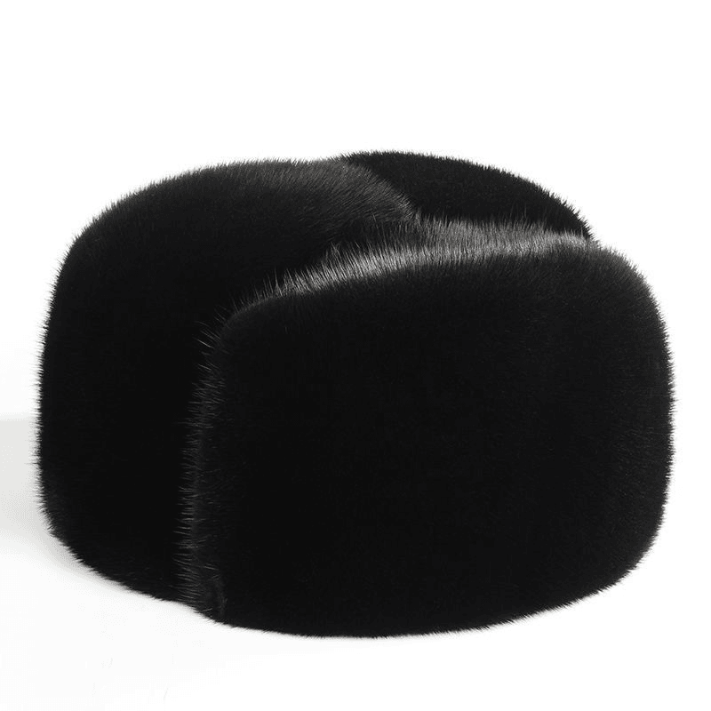 冬季水貂毛帽雷锋帽中老年男士秋冬季帽子保暖护耳水貂帽老头棉帽