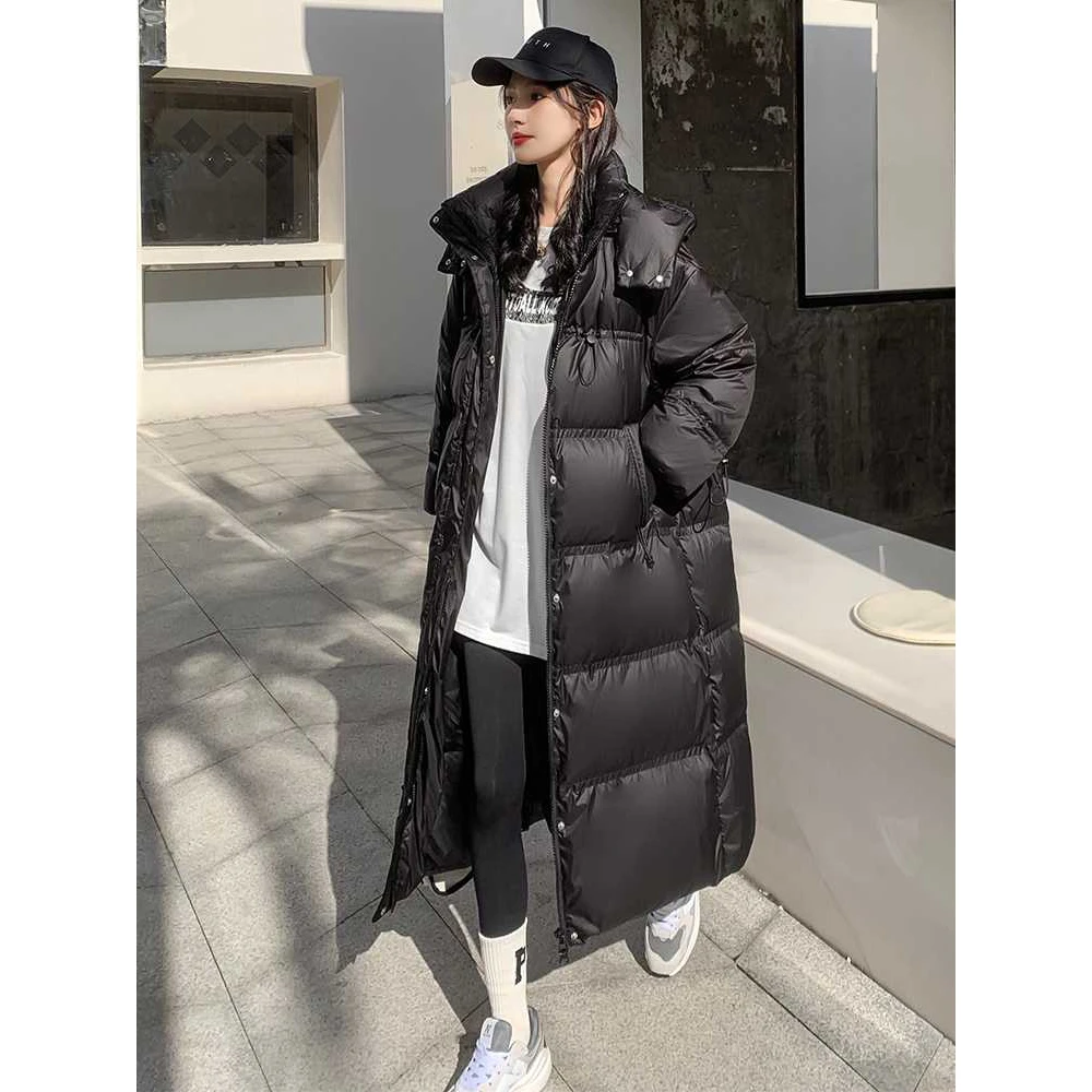 棉服外套休闲情侣黑色连帽加厚过膝时尚潮流ins保暖韩版秋冬冬季