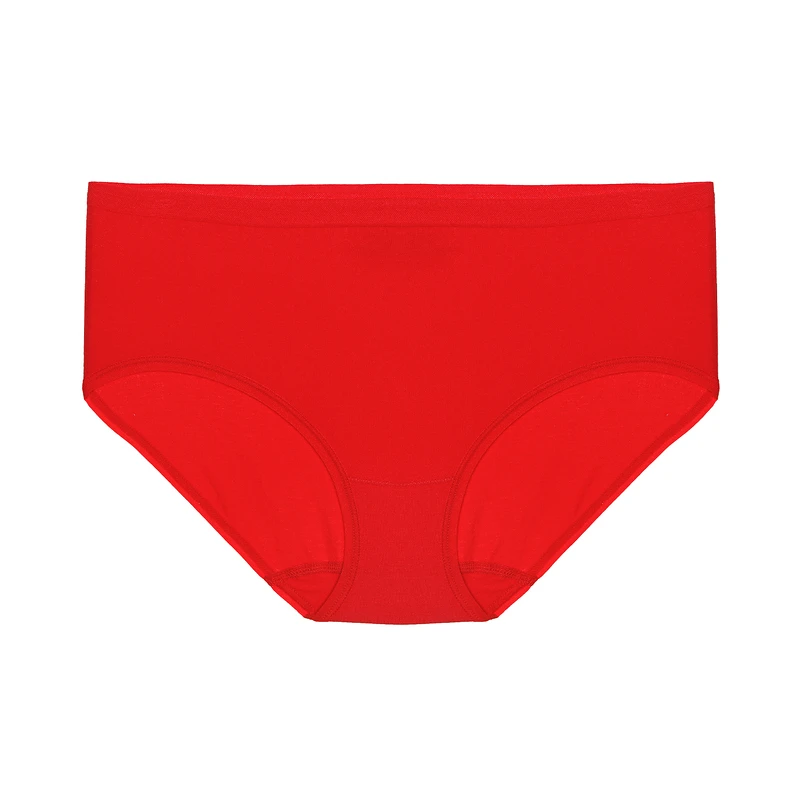爱慕棉悦中腰内裤女士无痕爆品舒适纯色极简性感平角裤红AM236691