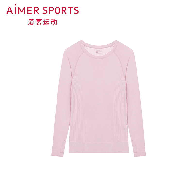 AIMER/爱慕运动绿色生活一体织打底圆领休闲舒适长袖T恤AS144M71