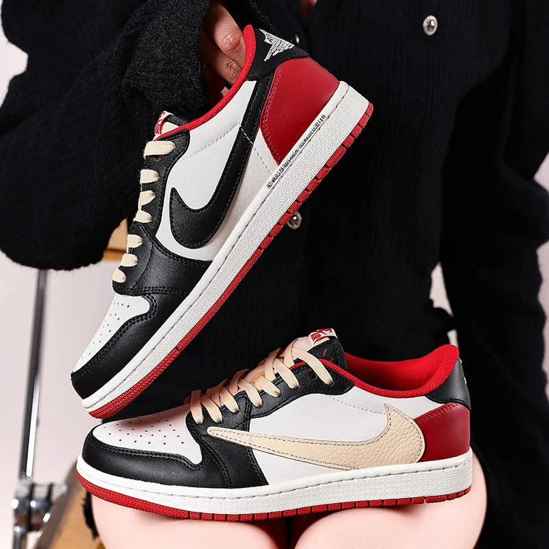 NIKE/耐克AJ1 LOW 闪电倒钩黑白红低帮复古百搭潮流透气潮鞋