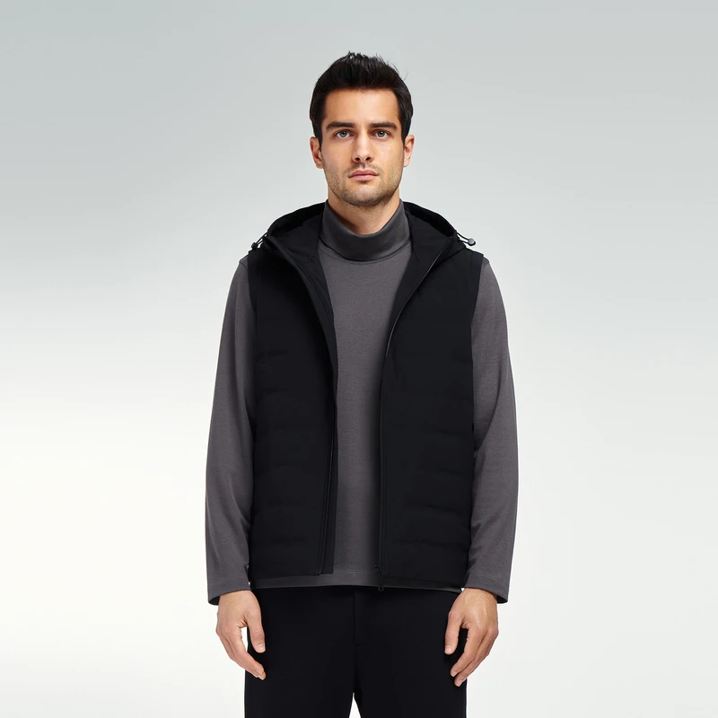 爱慕先生23AW鹅绒马甲男士休闲防风保暖连帽舒适拉链马甲NS81K342