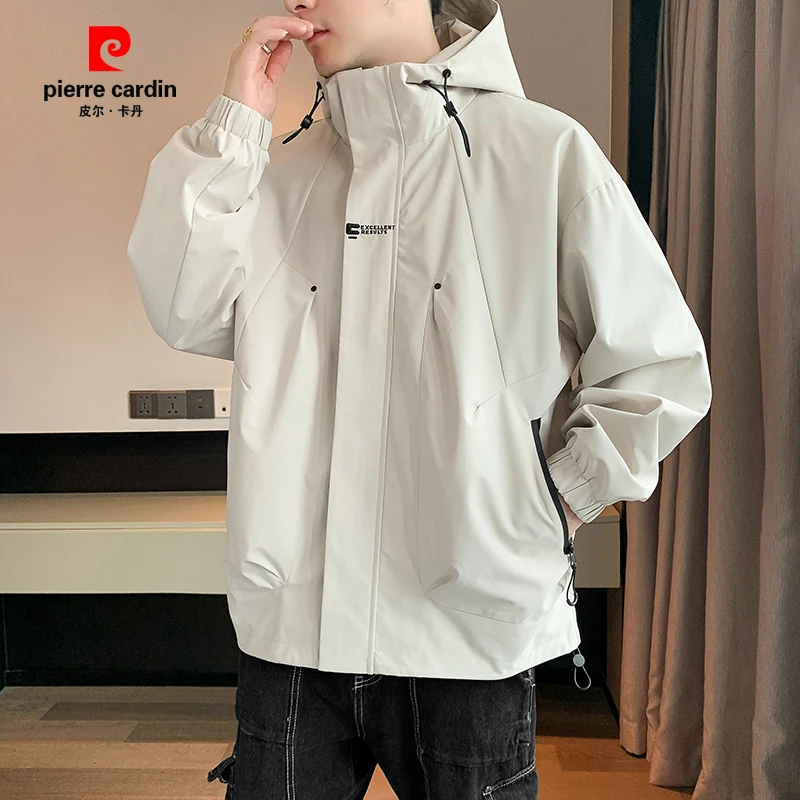 皮尔卡丹新款冲锋衣外套男款潮流百搭秋季防风夹克男生户外登山服