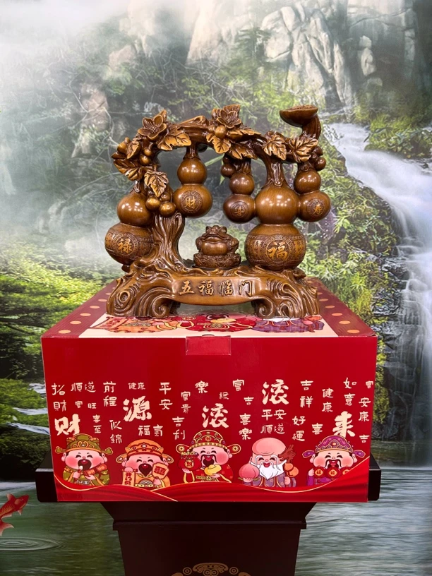 五福临门新款金蟾旋转带特制礼盒乔迁新居装饰工艺品摆件长32高30