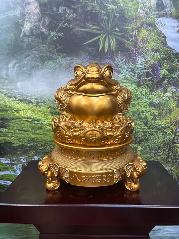 八方招财金蟾（鎏金铜）收银台 办公桌 家居装饰摆件 长宽27高32