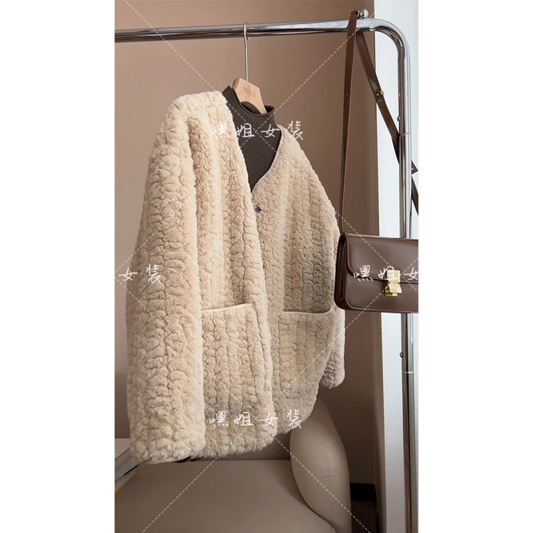【毛茸茸】高品质小香风毛毛外套女秋冬韩版显瘦厚实单排扣毛绒9877