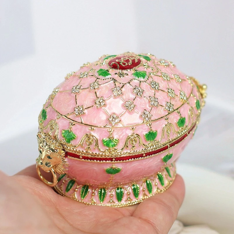 珐琅首饰盒手绘防尘工艺品礼物盒轻奢彩蛋金属摆件家居饰品JH7011