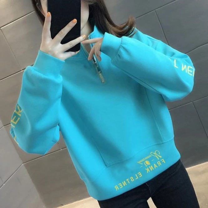 春秋短款卫衣女装秋装新款休闲运动宽松矮小个子女生长袖上衣百搭