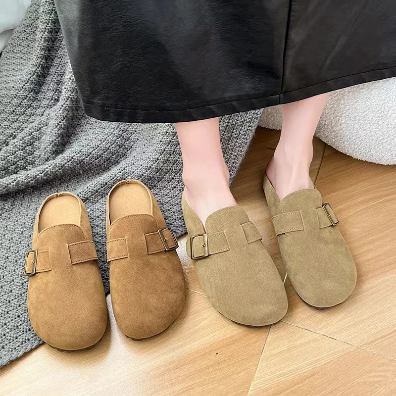 厚底增高勃肯鞋女2025年春季新款舒适小香风包头半拖鞋一脚蹬单鞋
