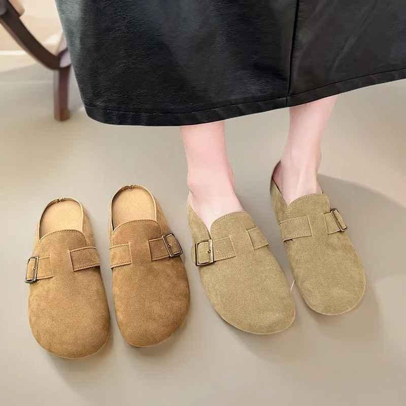 厚底增高勃肯鞋女2025年春季新款舒适小香风包头半拖鞋一脚蹬单鞋