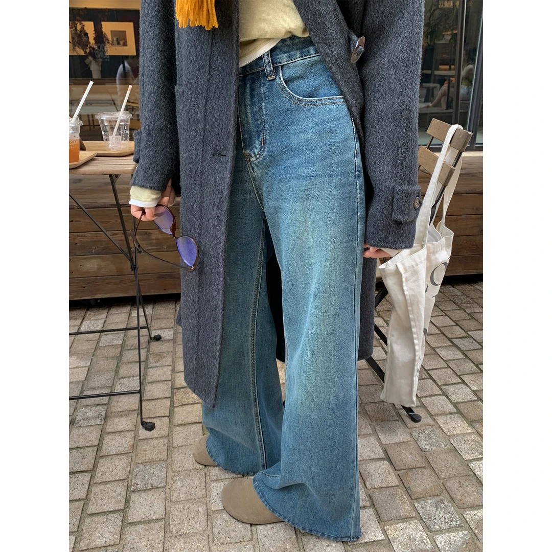 【西西里安】秋冬秀场款/ 小个子显高遮胯微喇牛仔裤