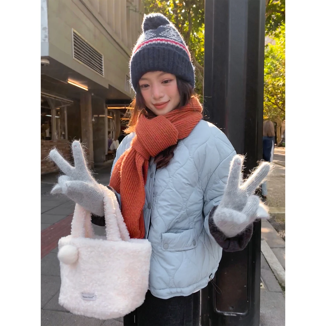 【西西里安】 get双面穿~巴布亚蓝含yangmao双面出棉服外套