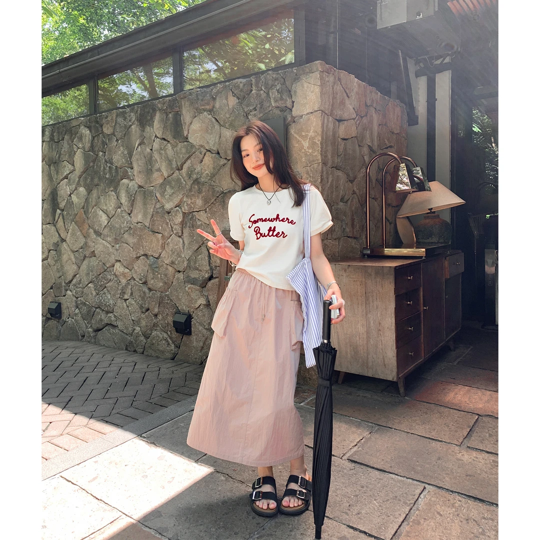 【西西里安】松弛度夏~大显瘦半身裙口袋美式抽绳工装半身裙
