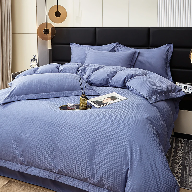 轻奢风高档提花水洗冰丝被套四件套亲肤柔软裸睡床单被罩床上用品