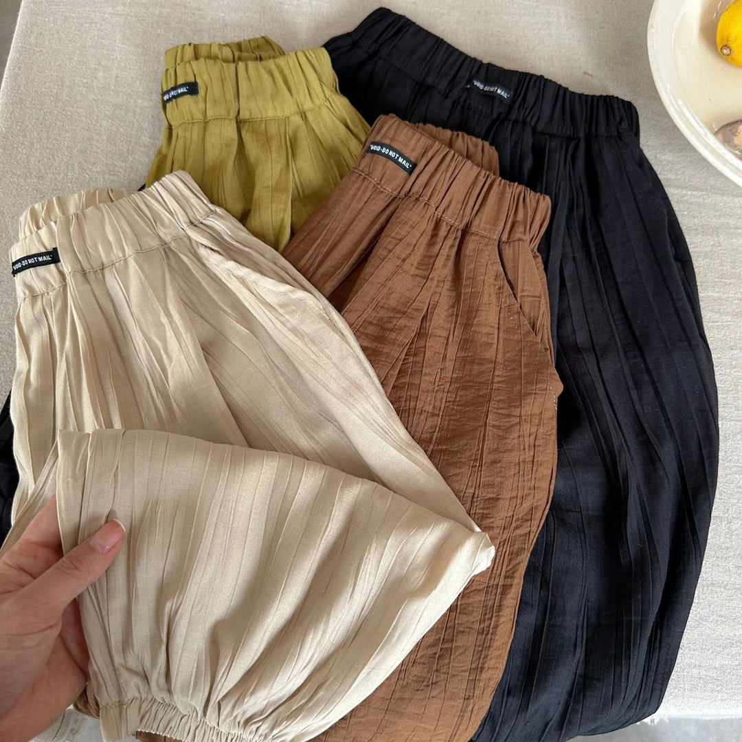 2025日系潮超薄夏季橄榄绿防蚊裤男女童夏季潮牌夏季长裤束脚裤子