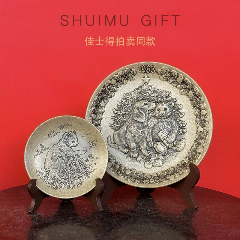 英国Poole动物雕刻中古年份盘子手工老物件陶器家居装饰摆件挂盘