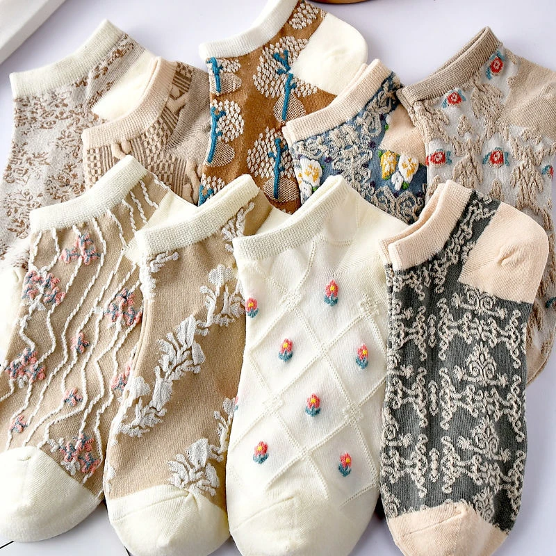 【宠粉9双】四季文艺复古袜女可爱风百搭短袜薄款碎花袜低帮百搭YNN