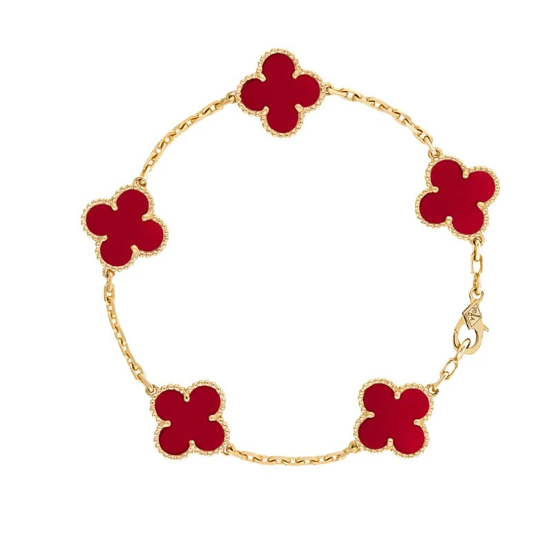 99新 梵克雅宝 22年红玉髓五花手链四叶草手链 壹嘉奢侈品专属