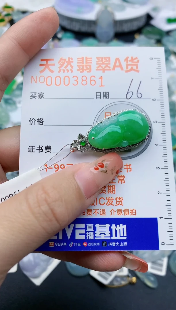 【闪购商品】翡翠颈饰18K金镶嵌天然缅甸A货翡翠66