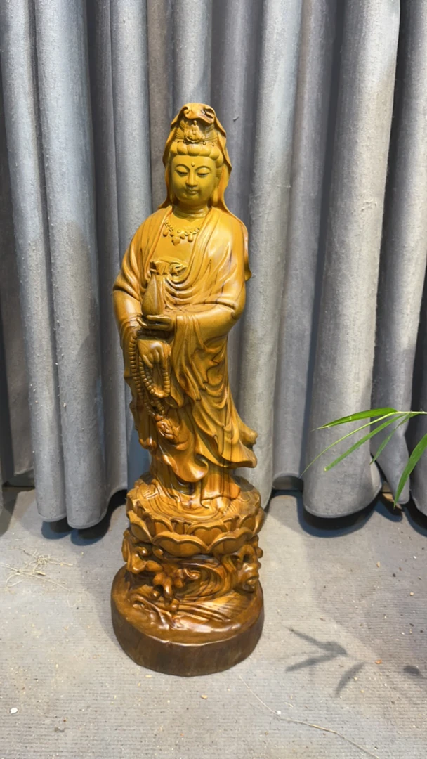 香樟木观音根雕摆件