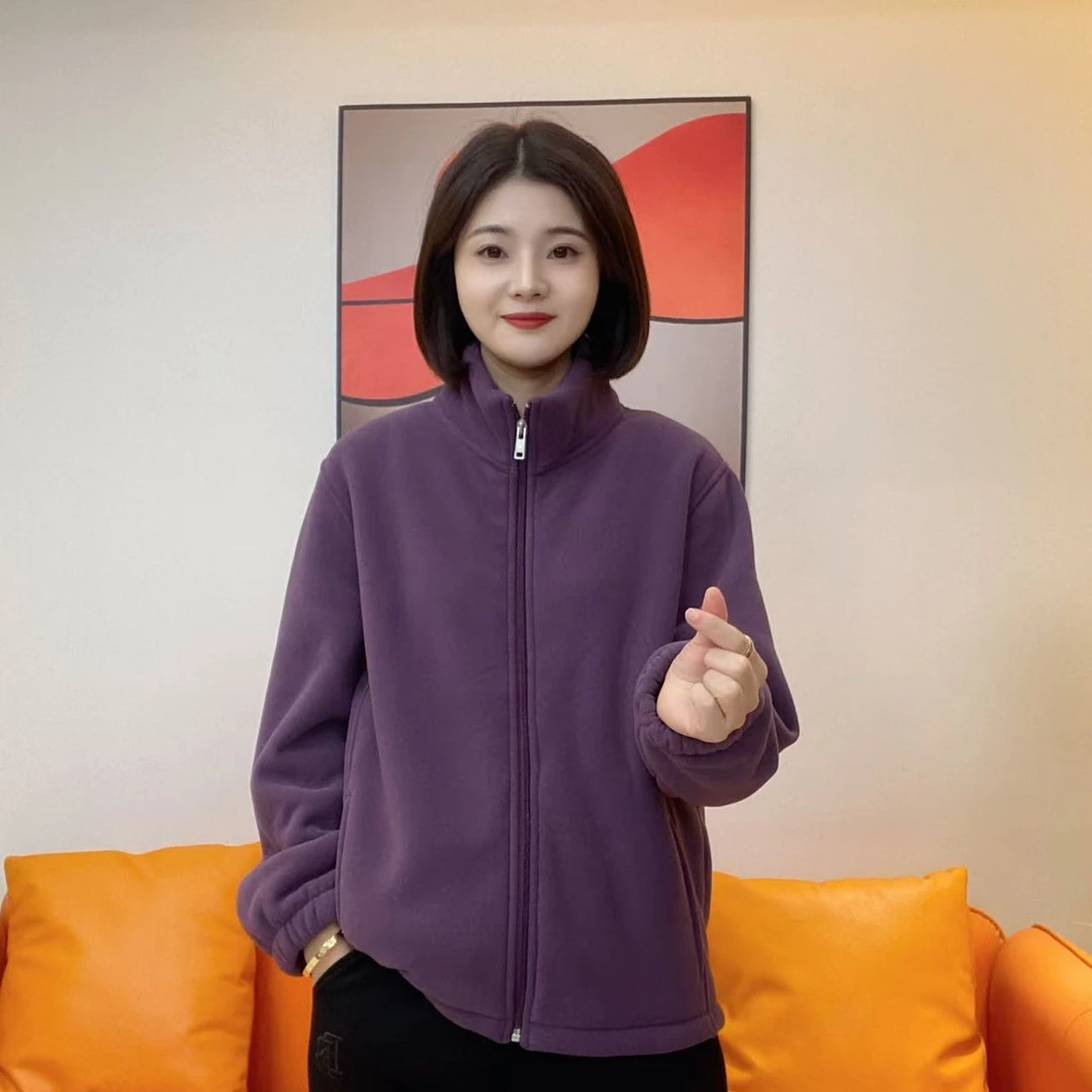 【加绒加厚】2024时尚小立领开衫保暖外套百搭显瘦宽松保暖D45193