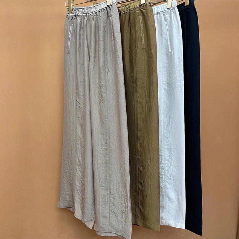 夏季新款100醋酸直筒裤女宽松透气丝滑垂感显瘦休闲时尚阔腿裤