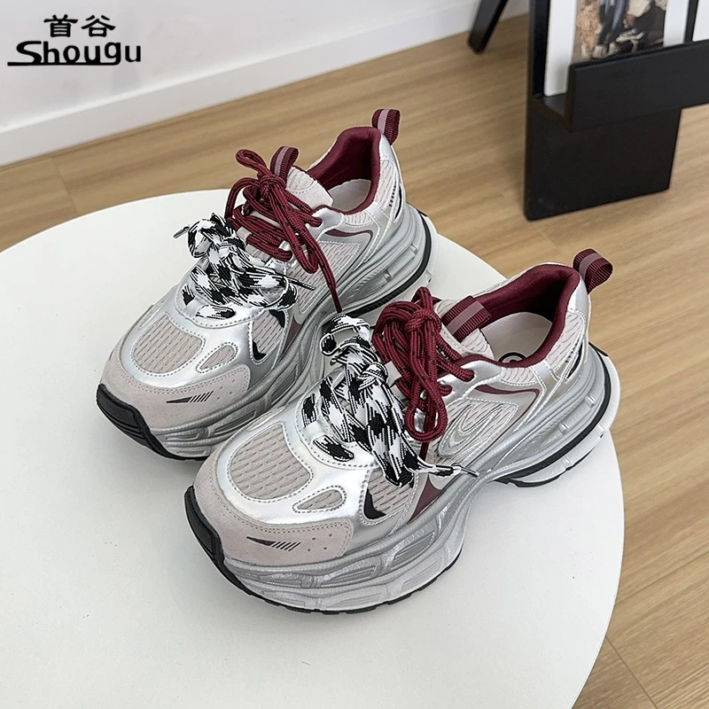 shougu/首谷网面老爹鞋2024秋冬季新款厚底时尚百搭ins休闲老爹鞋