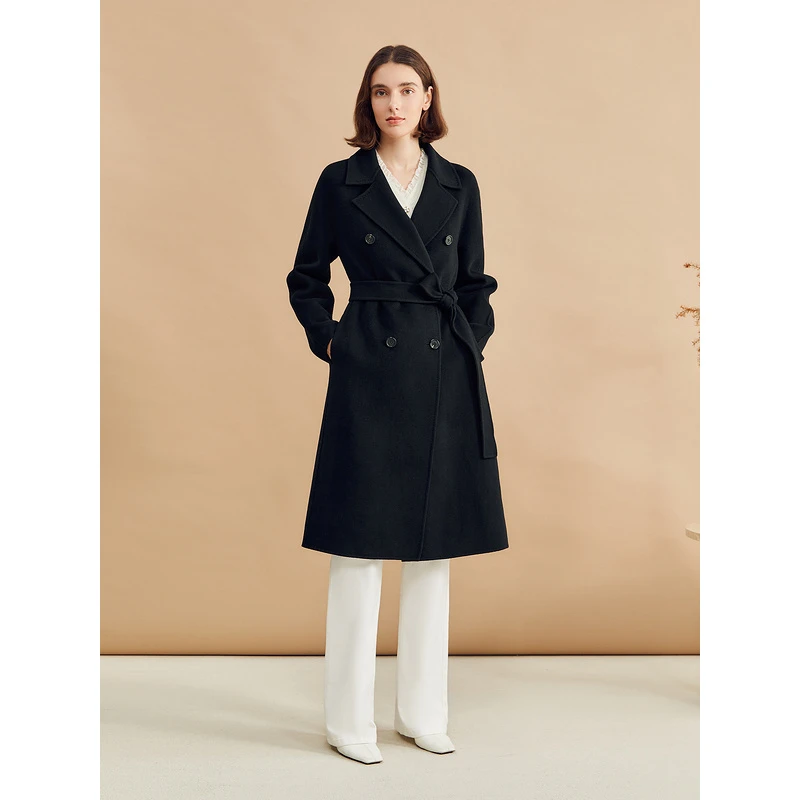 YINER音儿专选2024冬季新款简约气质百搭中长毛呢外套8C64580096