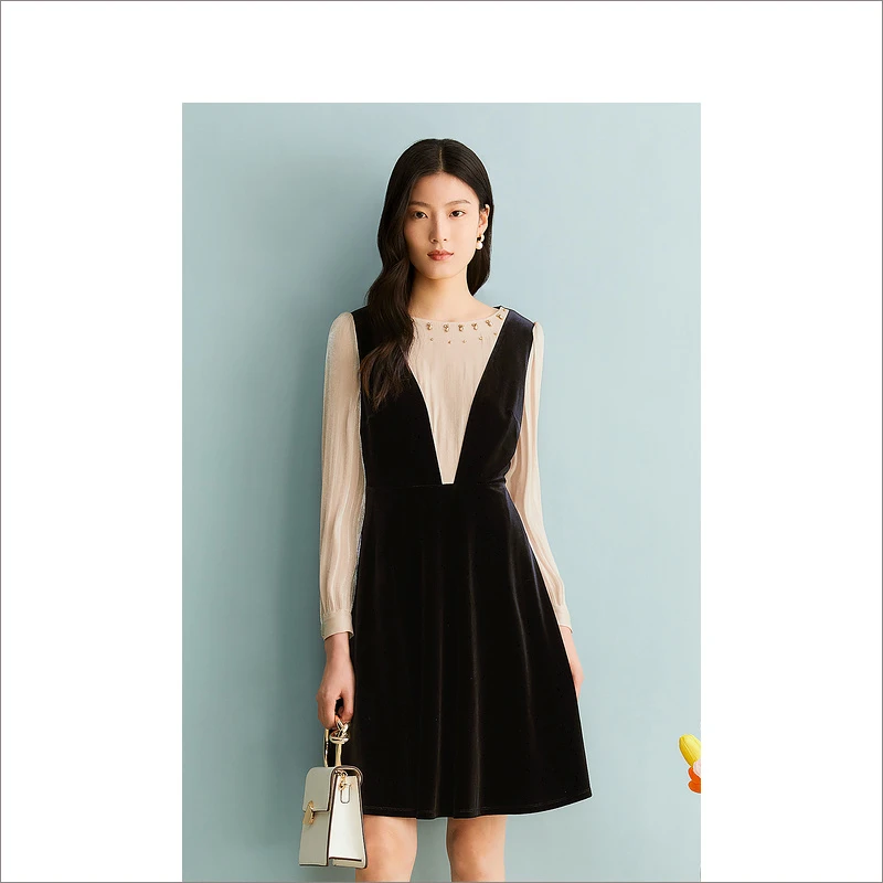 YINER音儿秋季轻奢名媛端庄优雅气质轻礼服女装连衣裙8C63305076