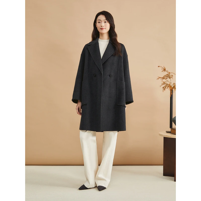 YINER音儿专选2024冬季新款纯色气质宽松毛呢外套8C64580136