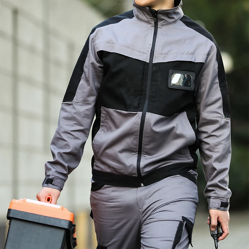 086棉质电焊工作劳保服套装车间工厂服耐磨透气春秋款上衣裤子男