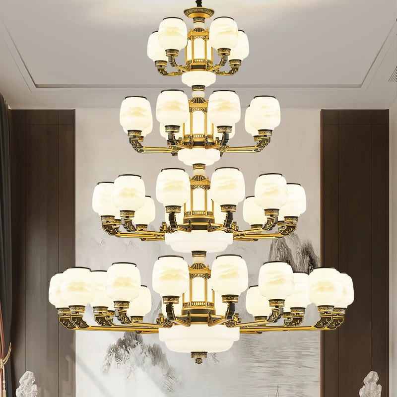 新中式吊灯复式楼复式客厅中国风餐厅酒店大厅大气简约禅意家用灯