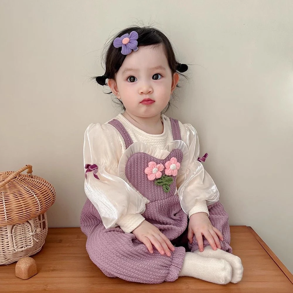 宝宝长袖花朵婴儿衣服春秋连体衣秋装公主甜美小孩衣服女婴儿衣服